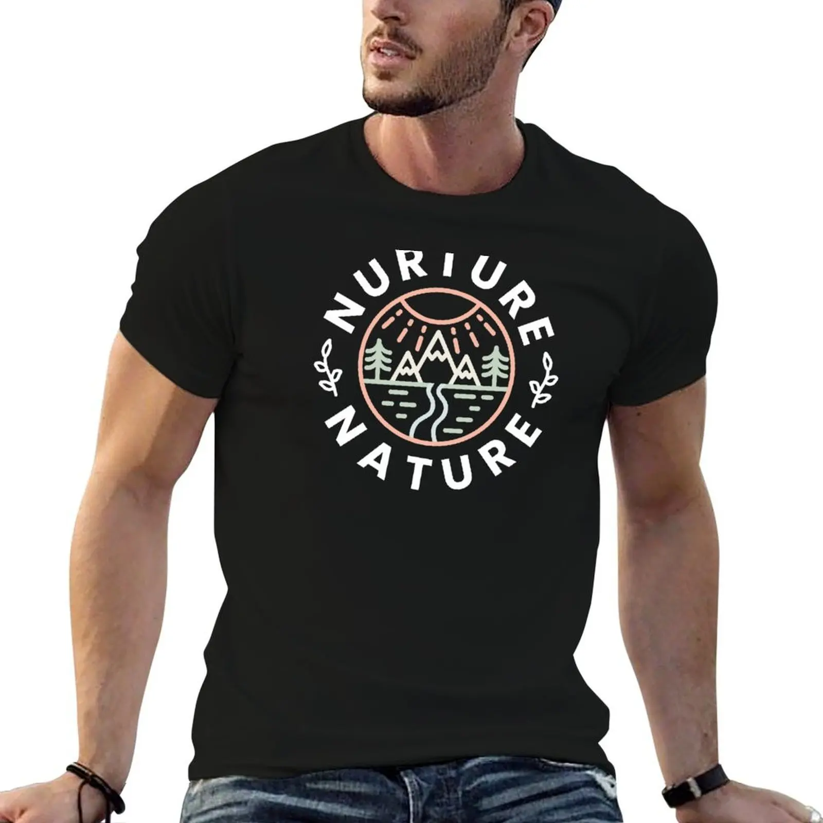 Nurture Nature - T-shirt Monoline pour la gym, respirant, à manches courtes