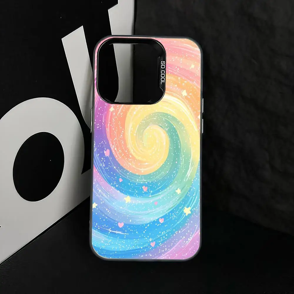 Colorful vortex pattern case for iPhone 16 15 14 13 12 11 Pro/ Max/Plus shock-proof rear cover anti-fingerprint