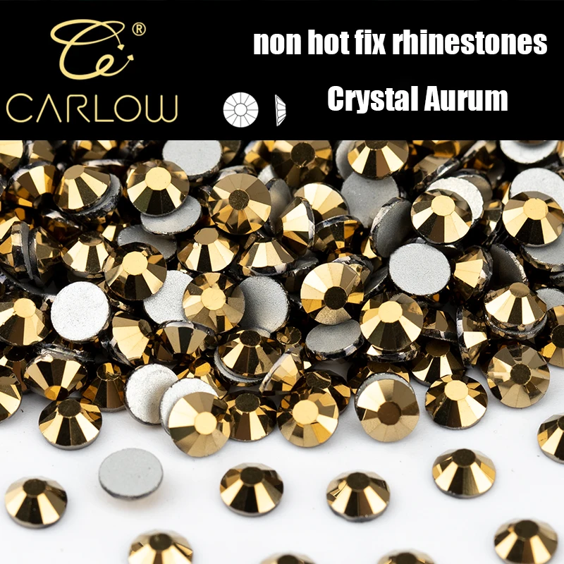 CARLOW Top Quality Crystal Aurum Glass Crystals Rhinestones 3D Accessories Strass Flat Back Stones For Nail Art Crafts YZ-067