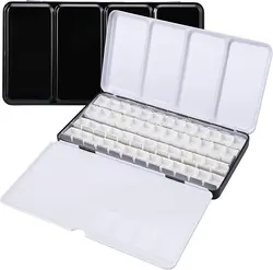 Bview Art Metal Watercolor Tin with Fold-Out Palette, Large Watercolor Tray Palette with 52 Empty Watercolor Half pan for Artist
