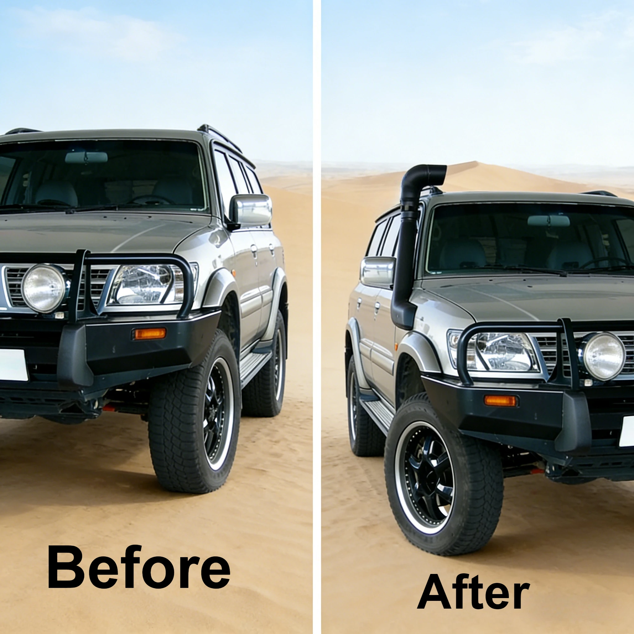 For Nissan Patrol Y61 Car Snorkel Kit Air Intake Wading Hose Front Side Snorkel Desert Intake Duct Accessories Body Kits