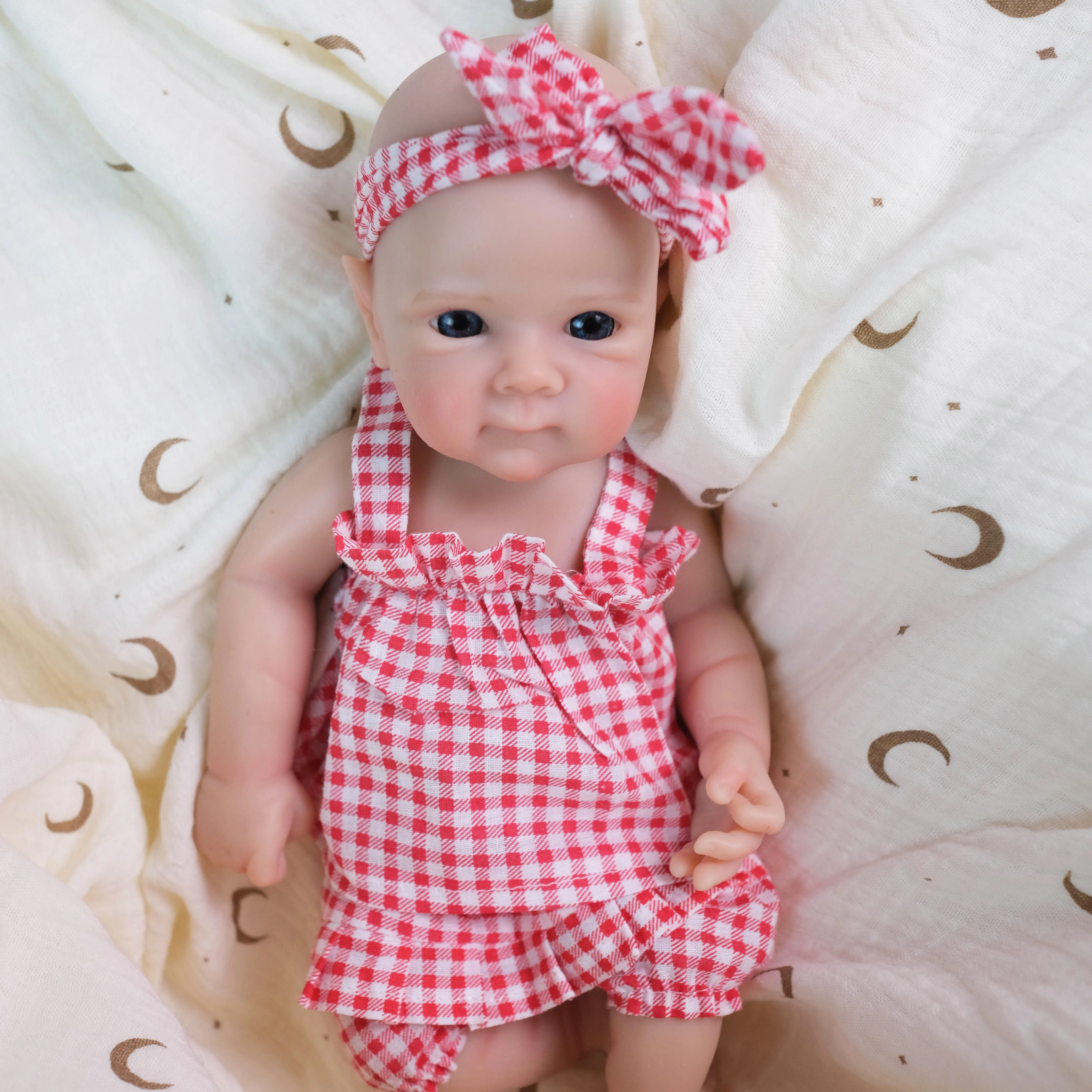 12-calowa ręcznie robiona lalka reborn Bettie/Pascale, bez włosów, otwierająca się buzia, solidna, super miękka, elastyczna, realistyczna, mini, urocza, silikonowa.