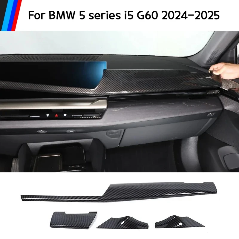 ABS Carbon fiber texture dashboard decorative panel is suitable for interior accessories For BMW 5 Series i5 G60 2024-2025