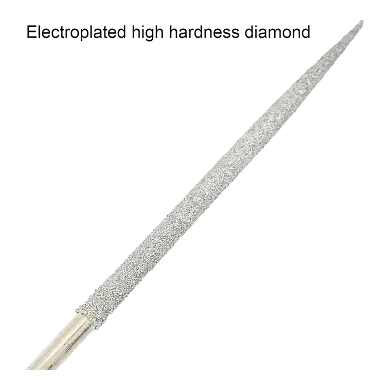 ABRW-10Pcs Round Diamond Needles File, 3Mm X 140Mm Round Diamond Needle File Set For Metal Stone Wood Glass Grinding