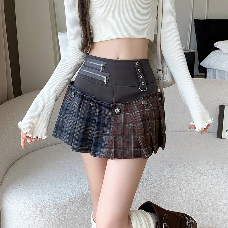 Summer New Checkered Half body Skirt Pants Skirt High Waist A-line Skirt Hundred Fold Short Skirt Women Look Thin Versatile