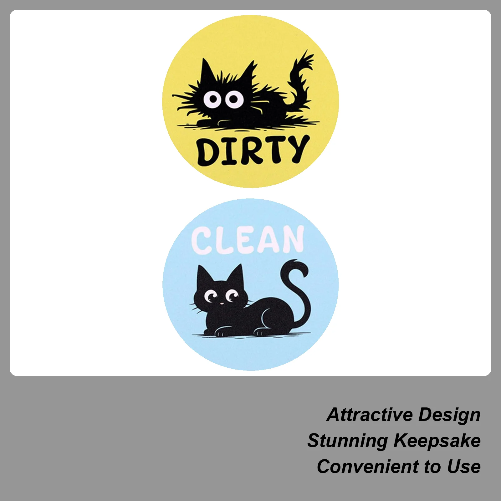 القذرة نظيفة غسالة الصحون المغناطيس 2 قطع القط الأسود اكسسوارات المنزل على الوجهين عكسها غسالة الصحون تسجيل لشقة الغسيل