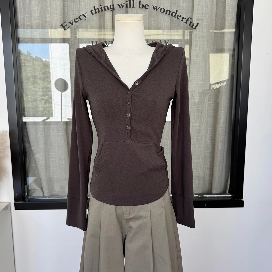 

Женский весенне-осенний тонкий пуловер с капюшоном и длинными рукавами, женская повседневная однобортная толстовка с капюшоном