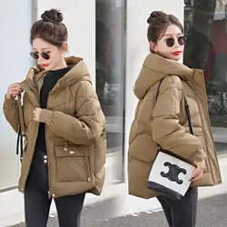 2024 New Winter women Warm Down Cotton Jacket fashion hooded Thick Puffer clothing Short coat casual Loose outerwear female R022