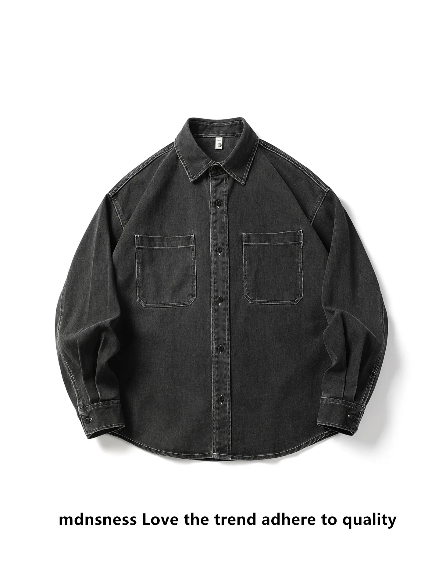 

Мужская джинсовая рубашка с длинным рукавом в стиле ретро, оверсайз, свободного кроя, рабочая куртка в японском стиле, повседневная, из хлопка, молодежная мода