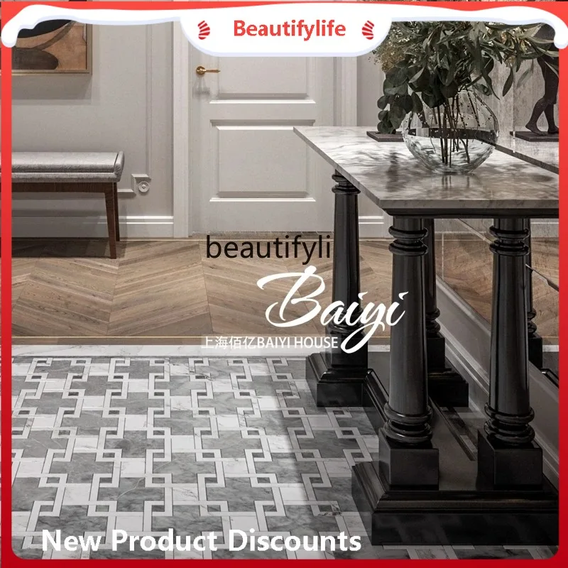 

a485 American light luxury solid wood entrance table, living room against the wall entrance table, solid wood marble