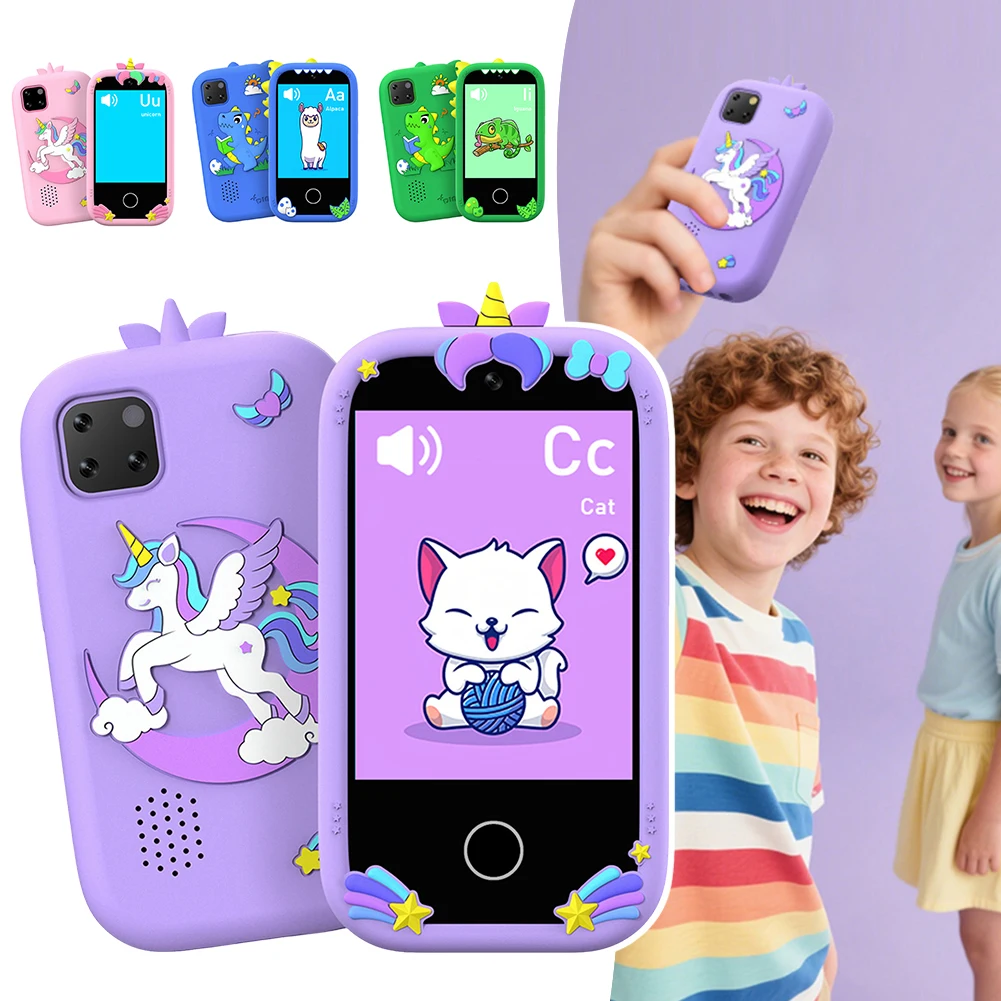 Interactive Kids Smartphone With Camera Touchscreen HD Dual Camera Cell Phone USB Rechargeable Toy Phone Present for Kids