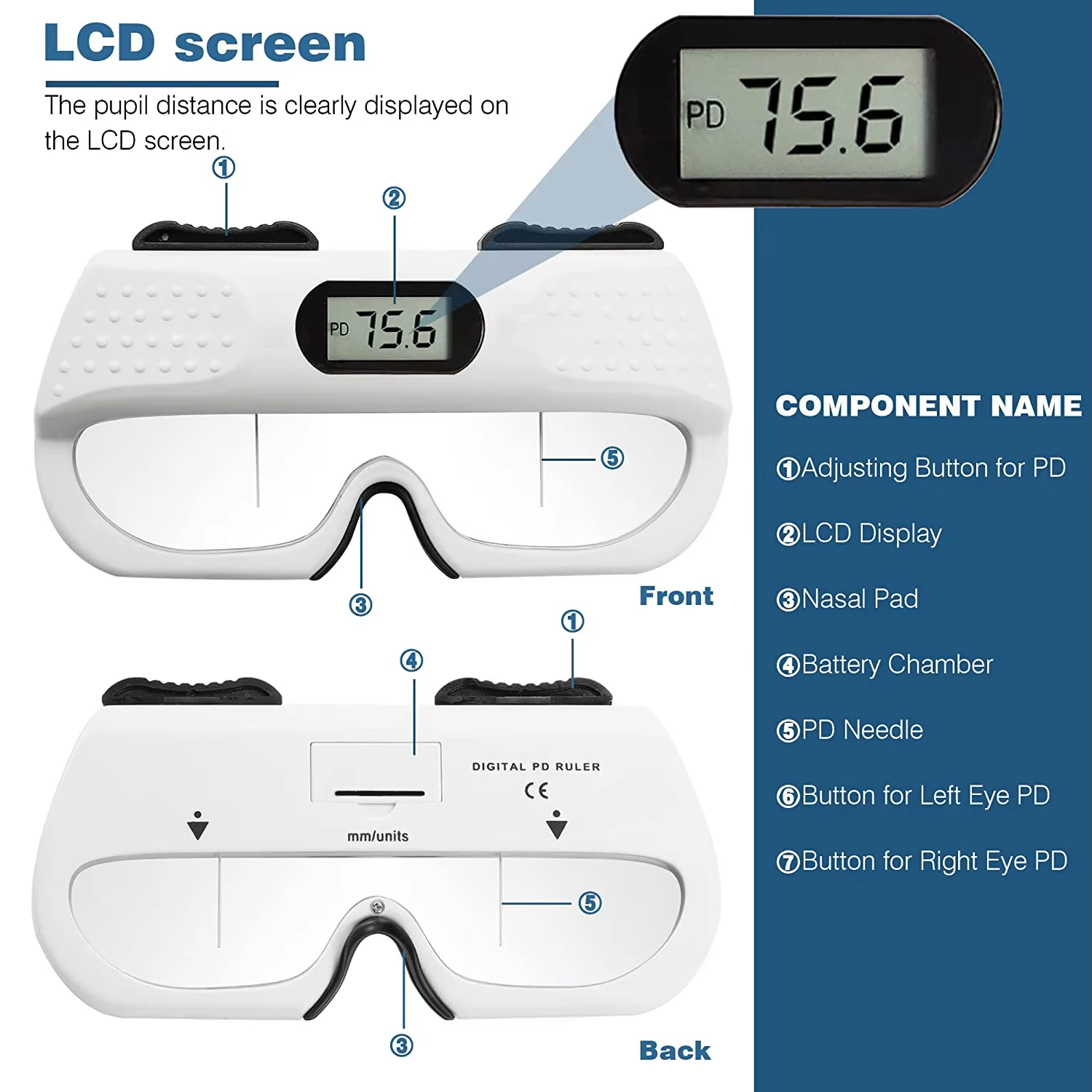 Optometry Digital Pd Meter Ophthalmic Eye Pupil Distance Measuring Ruler Optical Pupilometer Easy to Use CE Approval