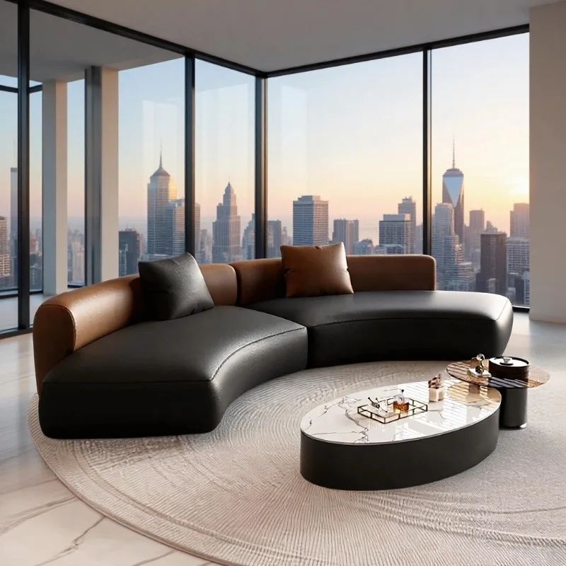 

！@Italian-style Leather Office Sofa Set with Modern Design for Home Office and Commercial Use