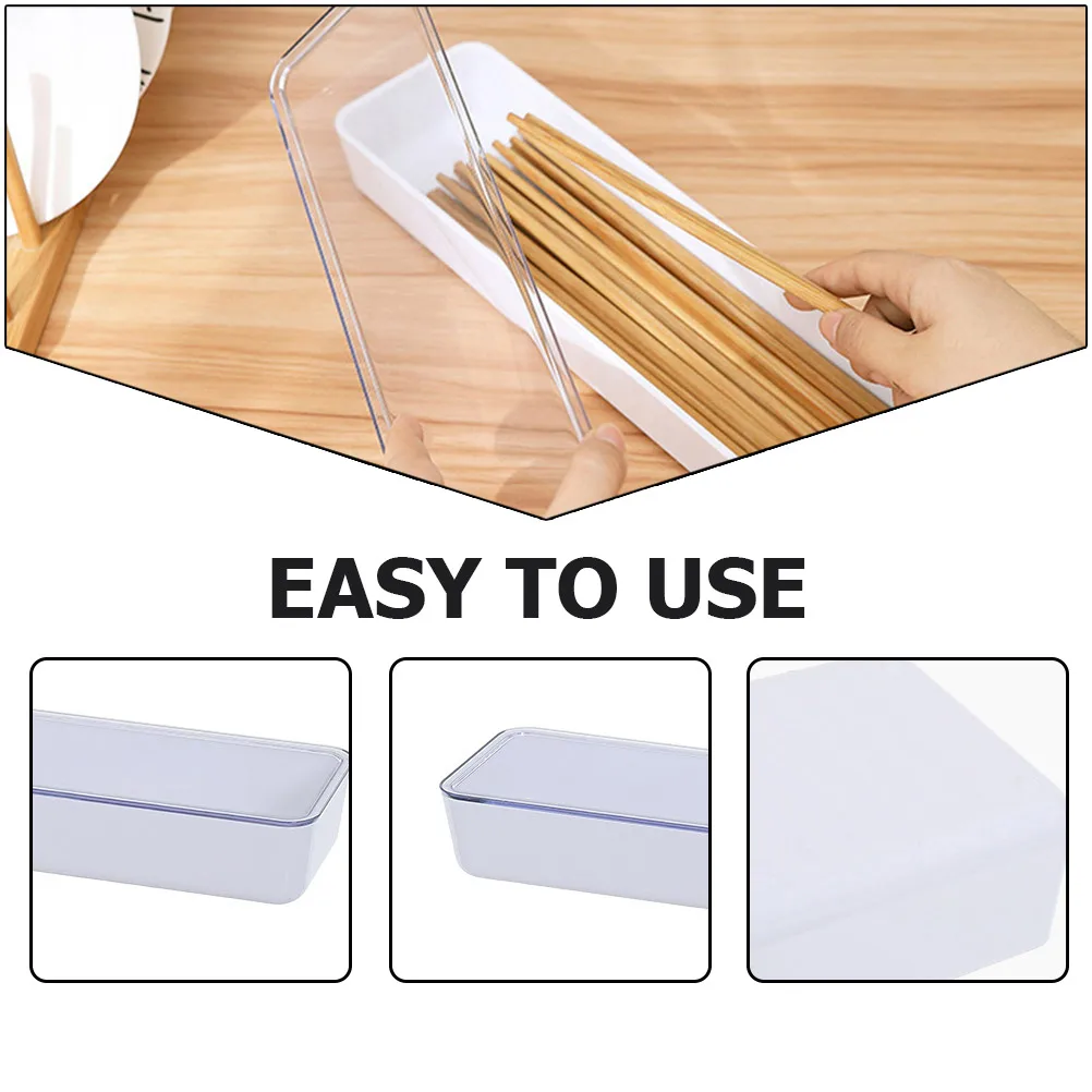 

Chopsticks Storage Box Kitchen Utensil ganizer Tableware Container Plastic Drawer Transparent Lid Dustproof Long Term Use