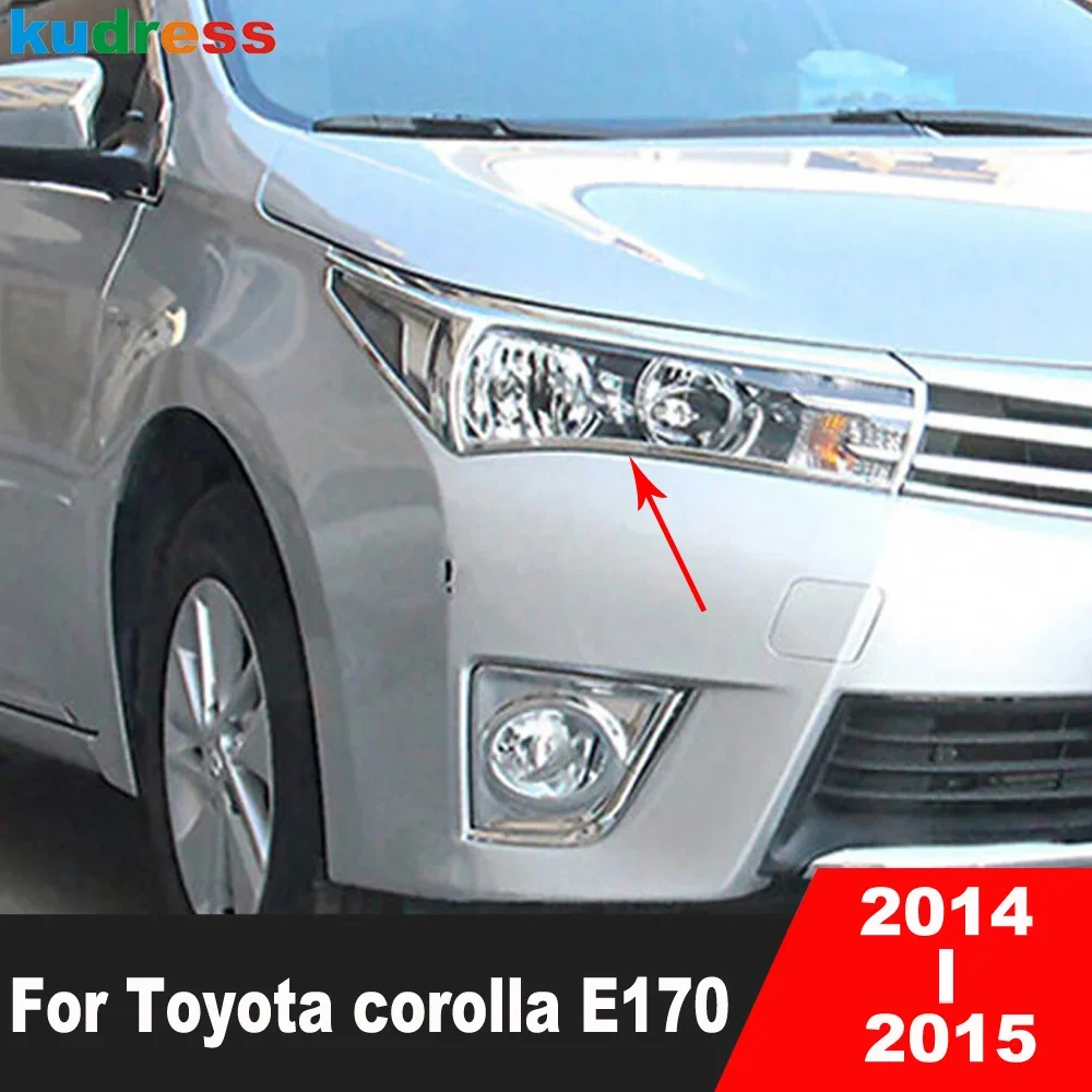 Front Head Light Lamp Cover Trim For Toyota Corolla E170 2014 2015 Chrome Car Headlight Frame Trims Accesories (Not For US Car)