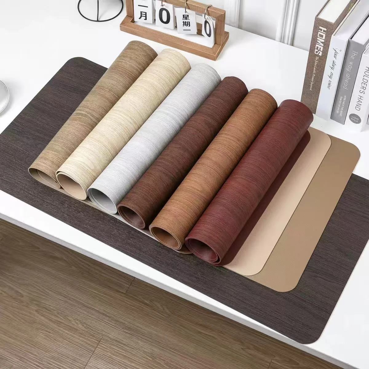 Grand tapis de souris en PU Imitation Grain de bois, pour Pc Gamer, pour jeu, bureau, ordinateur portable, bureau