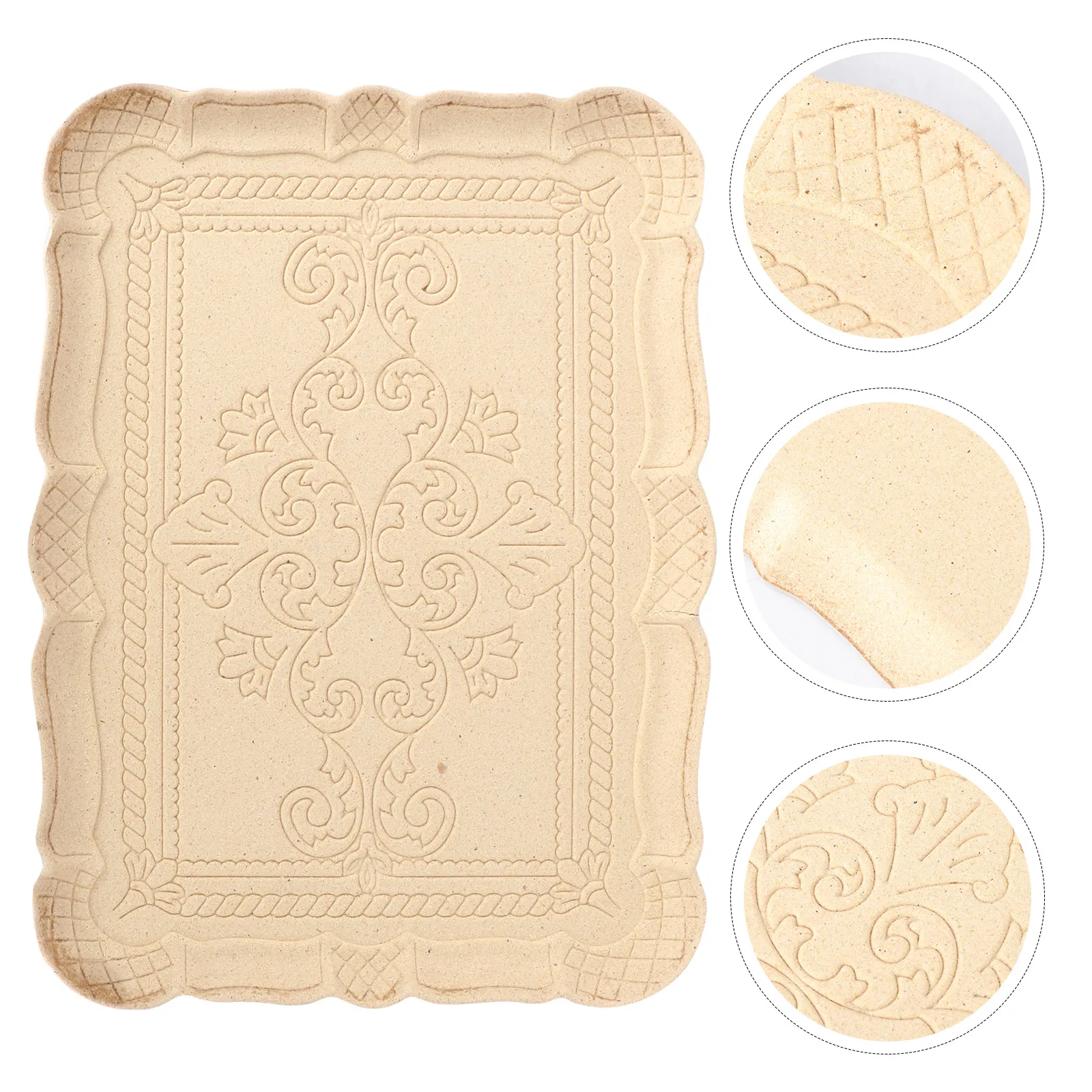 

1pc Vintage Wooden Tray Carved Pattern Storage Tray Multipurpose Oblong Wood Display Plate Durable Practical Sundries Holder