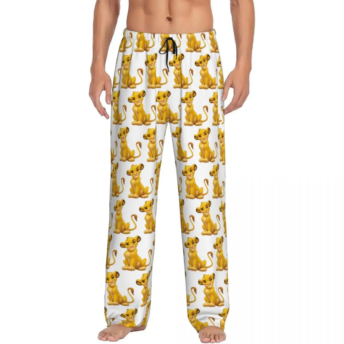 

Custom Printed The Lion King Simba Pajama Pants for Men Sleep Sleepwear Bottoms with Pockets