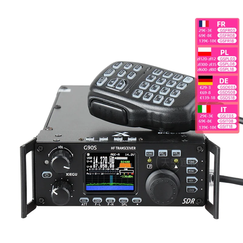 Xiegu G90S na zewnątrz Radio krótkofalowe SDR przenośny Transceiver HF 20w/CW/AM/FM 0.5-30MHz konstrukcja wbudowany Tuner antena samochodowa