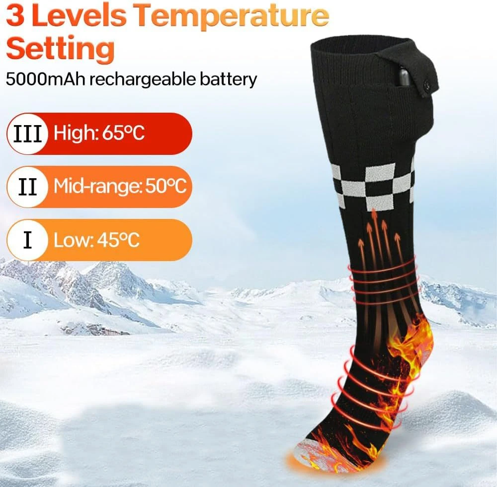 New APP Control Heated Socks 5000mah Battery Electric Heated Skiing Socks Winter Thermal Heated Foot Warmer Sport Socks