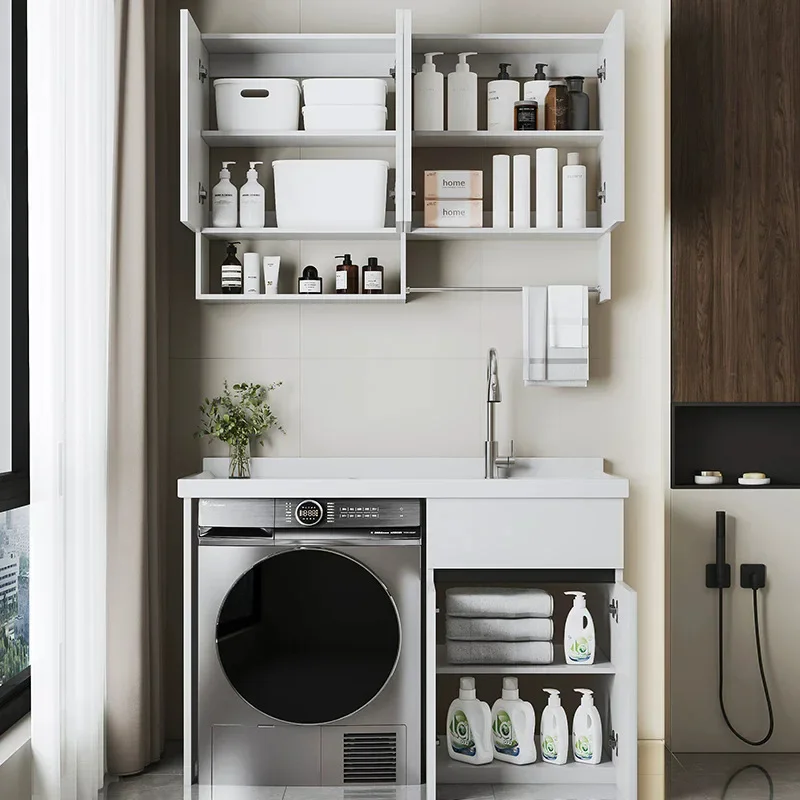 Honeycomb aluminum washbasin sink with washboard washing machine companion cabinet