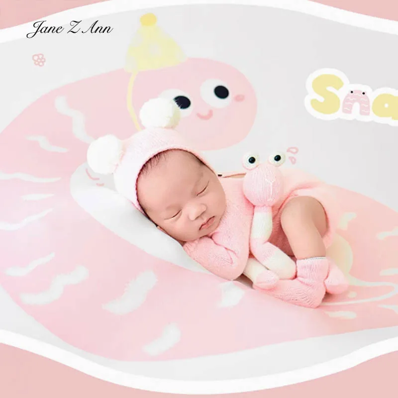 Multi-colors Newborn Photography Outfits Cute  Baby Photoshoot Costume Set hat+bodysuit+socks+tail +snake doll new year gift