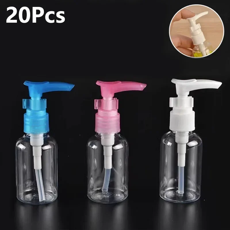20 adet 50ml boş basın pompası taşınabilir kozmetik sıvı örnek şişeleri Lady seyahat için doldurulabilir yüz kremi losyon konteynerler