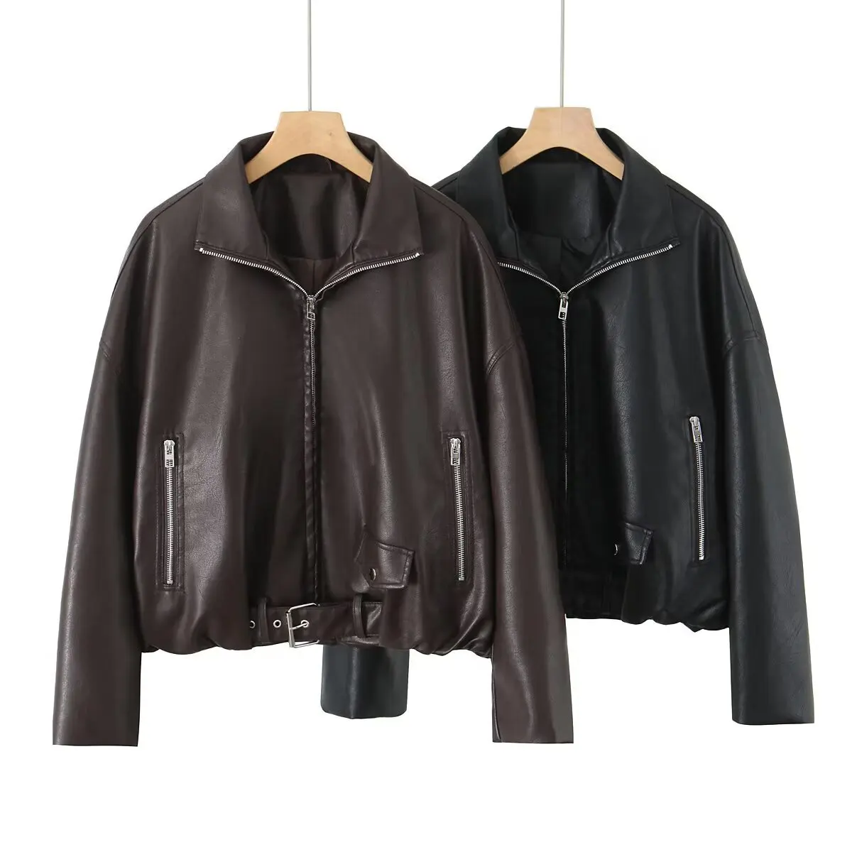 

Y2K осенняя новая женская модная крутая уличная стильная супер свободная куртка из искусственной кожи на молнии женская кожаная куртка пальто