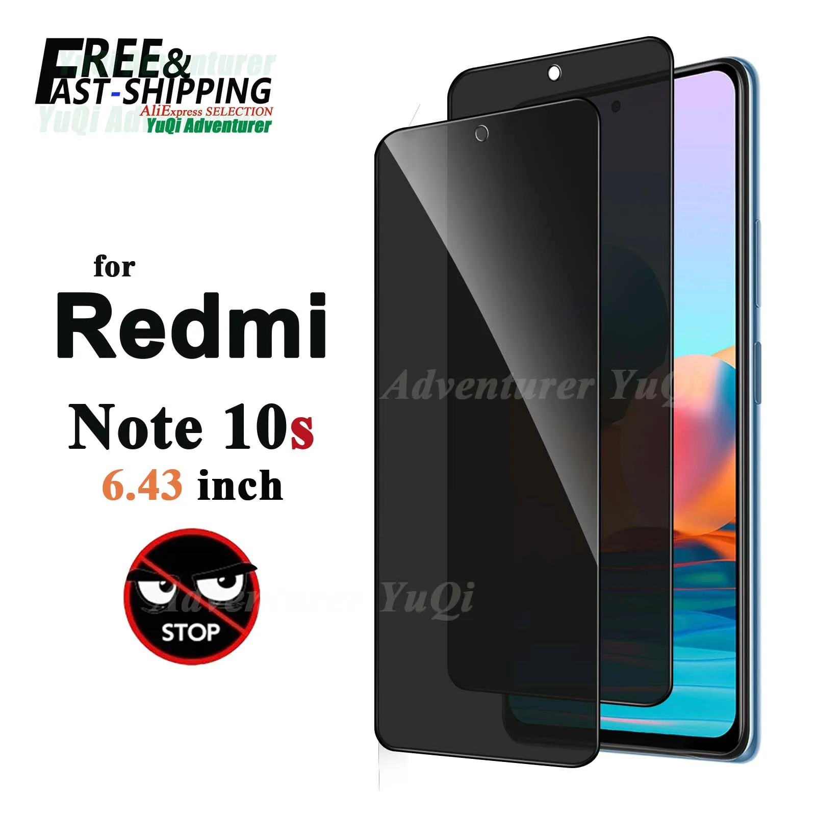 

Anti Spy Screen Protector For Xiaomi Redmi Note 10s 6.43 inch Privacy Tempered Glass 9H Peep Scratch High Aluminum