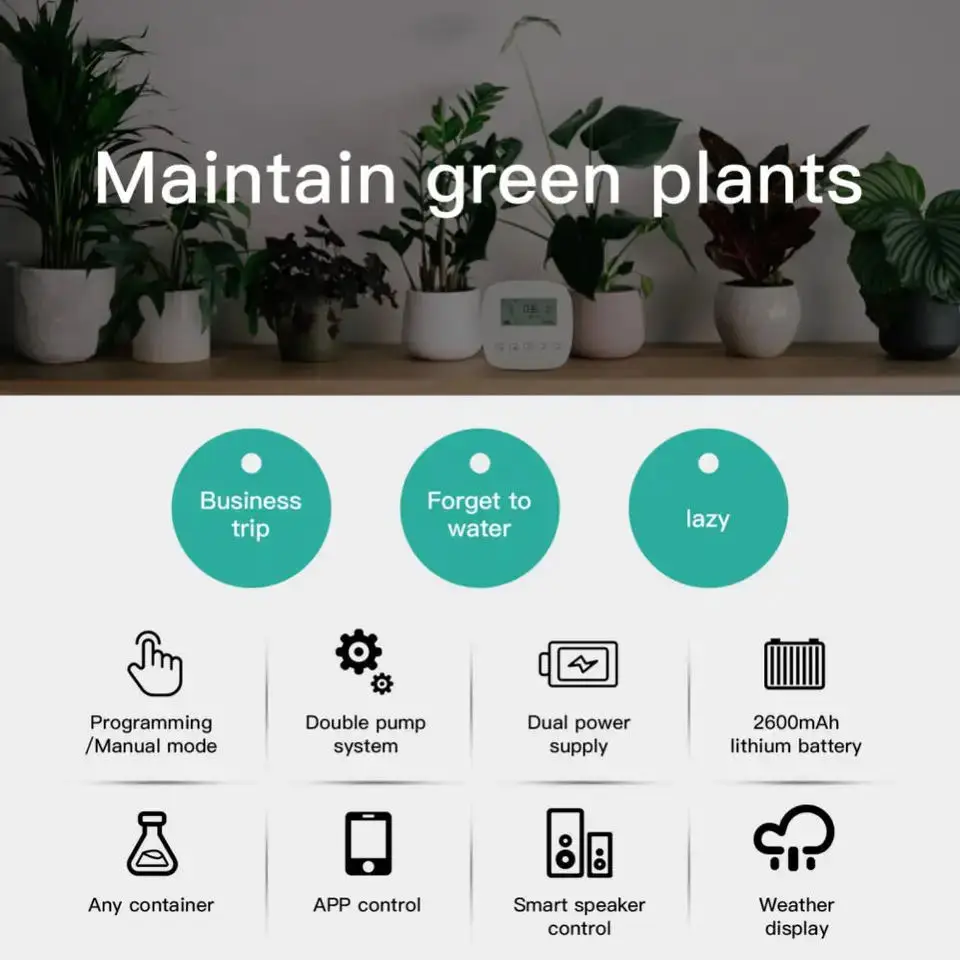 WiFi Smart Watering Machine Automatic Micro-drip Irrigation System Plant Controller System APP Voice Control Alexa Google Tuya