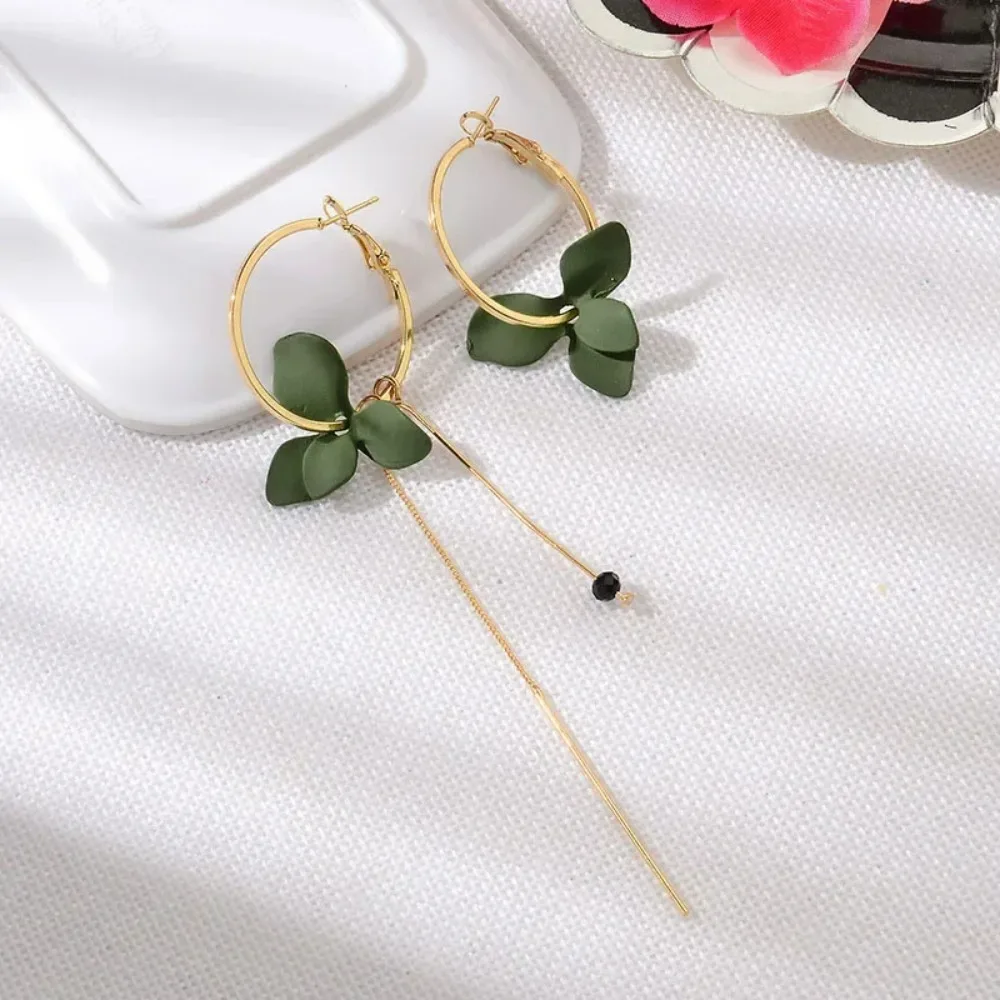 Fashion Flower Women Dangle Earrings Golden Big Circle Three Color Spray Paint Asymmetrical Drops GiftS