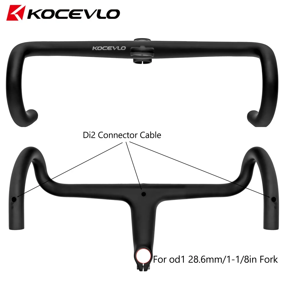 KOCEVLO bicicleta de carretera ultraligera 230g vástago de fibra de carbono manillar de bicicleta integrado para 28,6mm con espaciadores mango de ciclismo