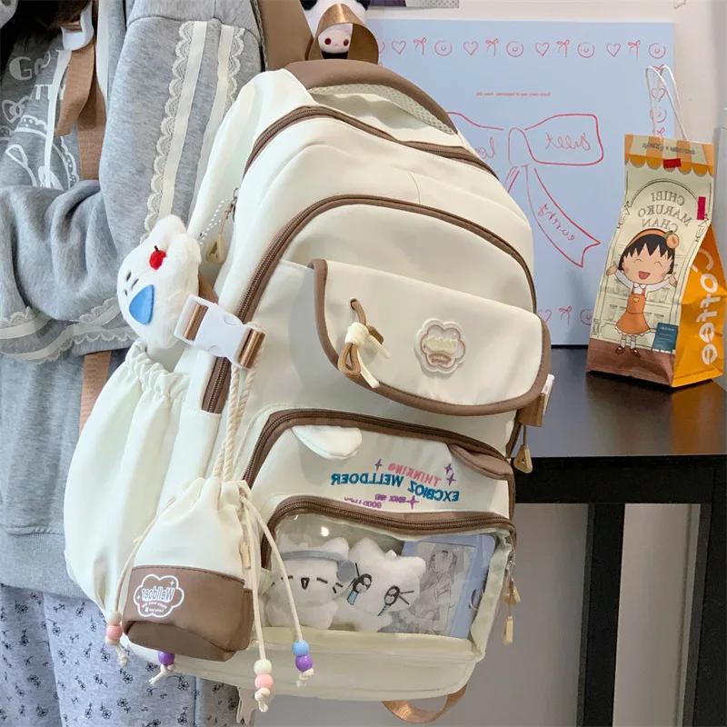 Contrast color desihngirls backpack Good lookingandlargecapacityschool backpack for girls Pain bag tote bagforwomenAgiftforagirl