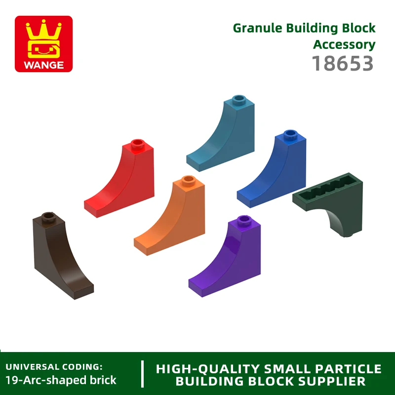 WANGE 18653  100g/77PCS  Arch 1x3x2 Inverted Block Moc Color Compatible with Curved Brick DIY Toys For Kid Educational Toy