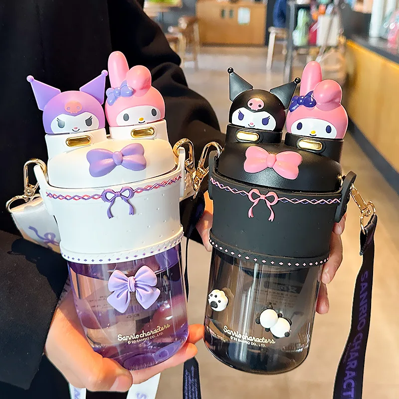 

700ml Sanrio Kuromi Water Cup 2024 New Girls My Melody Cartoon Tritan Double-layer Summer Straw Cup Children's Student Gifts