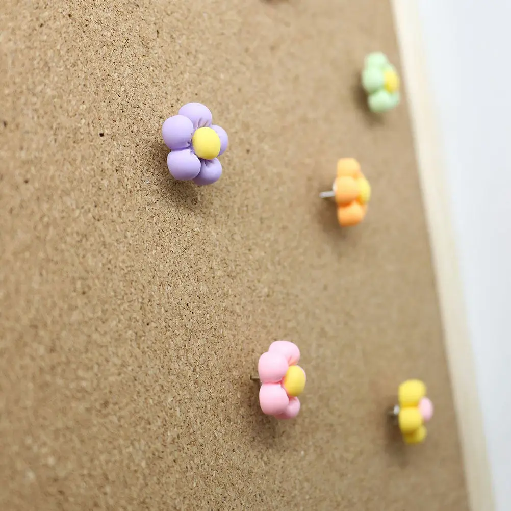 30Pcs Flower Shaped Macaron Pushpins Compact Convenient Thumbtacks Daily Use Home Office Map Supplies Desk Accessories for Women