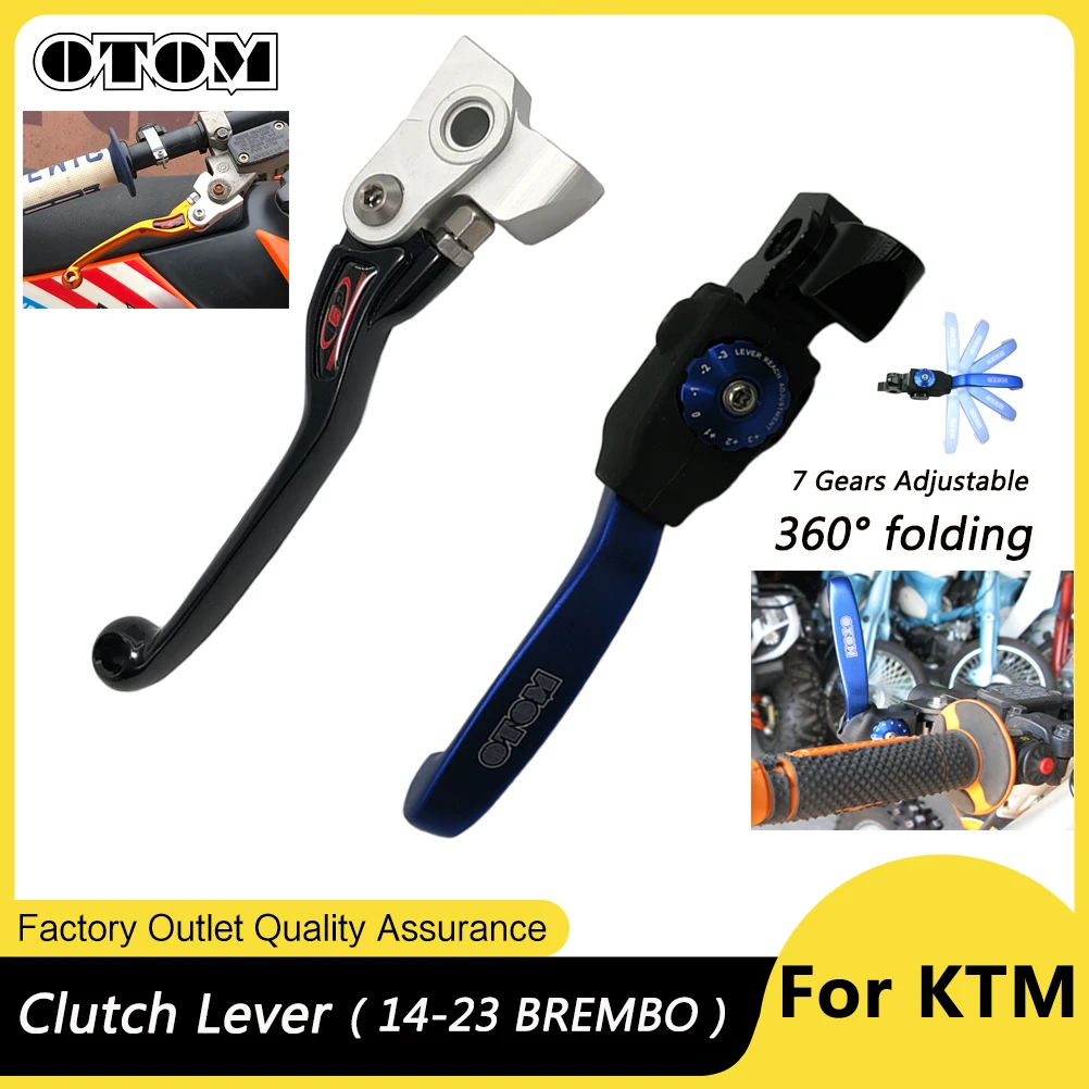 OTOM Motorcycle Clutch Lever For KTM SXF XC HUSQVARNA GASGAS Anti-fall Folding 7 Gears Adjustable 360° Handle With Brembo Clutch