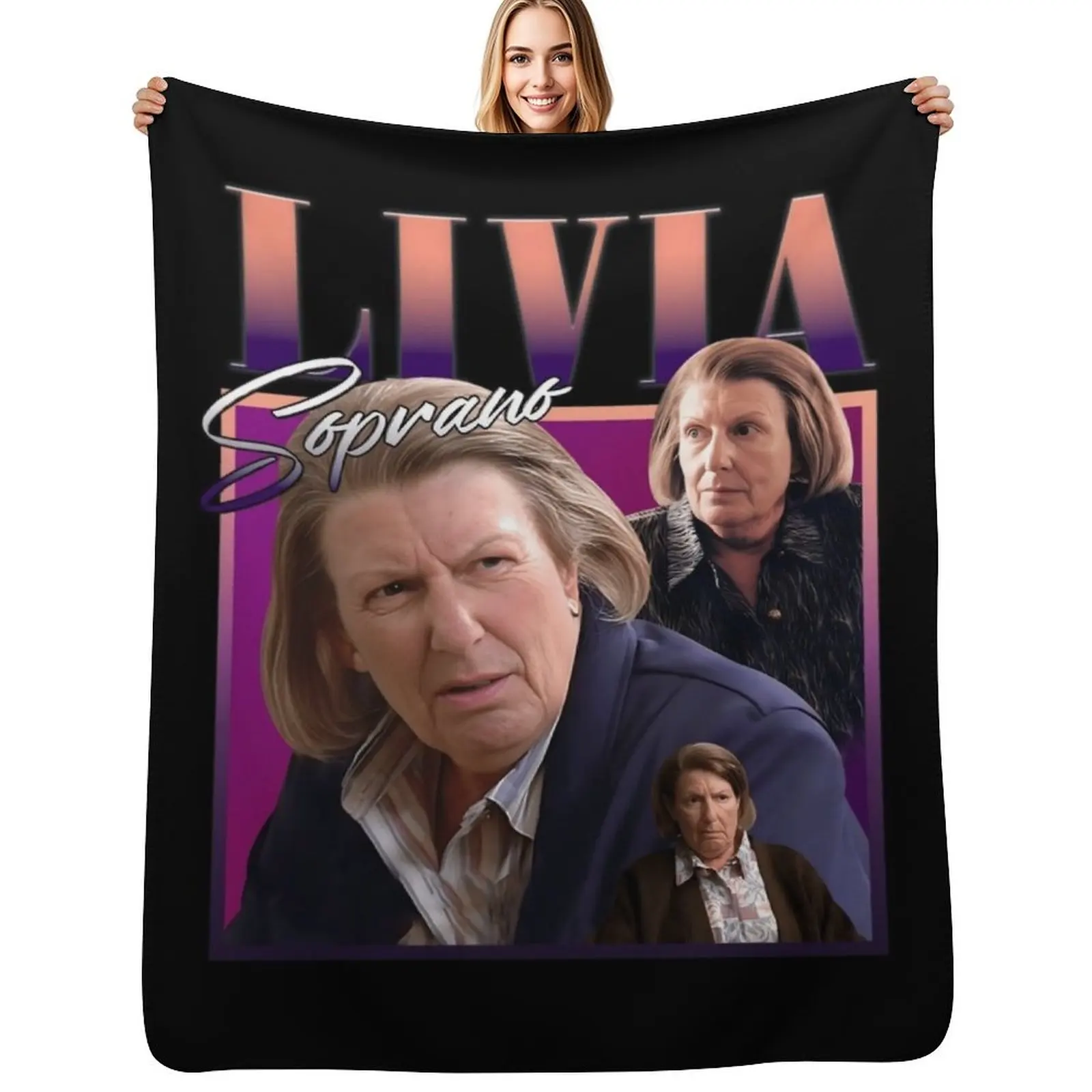 Livia Soprano Homage Throw Blanket Soft Plaid Beach Sofas Extra Large Throw Vintage Summer Blankets