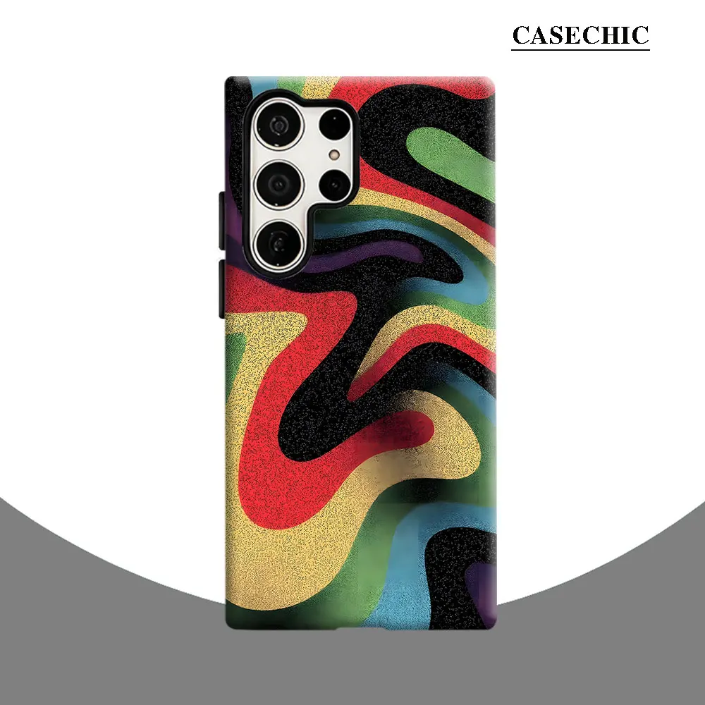 Retro Color Swirl Phone Case for Samsung Galaxy S26 S25 Ultra S24 S23 Ultra Plus Shockproof Double layer tough Back Cover