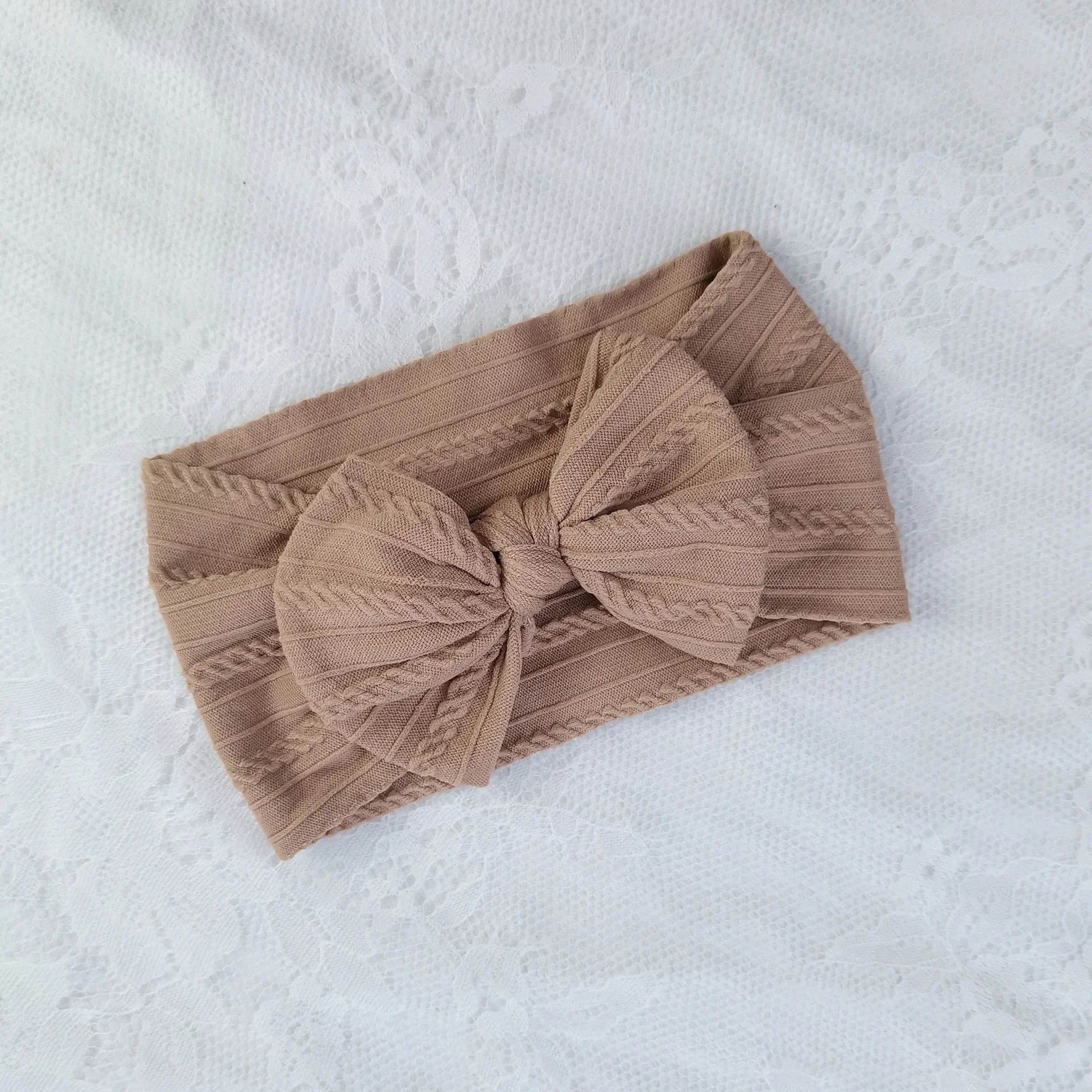 Bandeau de sauna en tricot torsadé pour bébé fille, bandeau en nylon élastique pour nouveau-né, accessoires pour cheveux