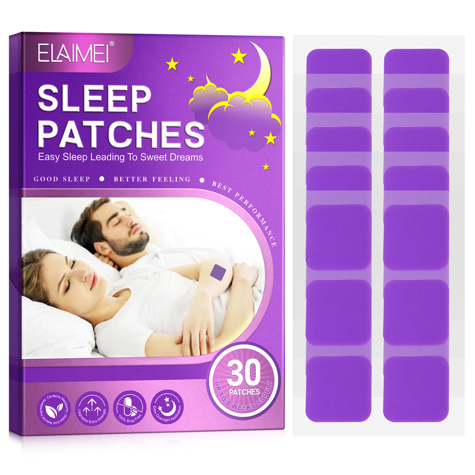 رقع النوم الليلية، رقع النوم القائمة على النبات، رقع دعم النوم، رقعة النوم طويلة الأمد للرجال والنساء تخفيف التوتر #4