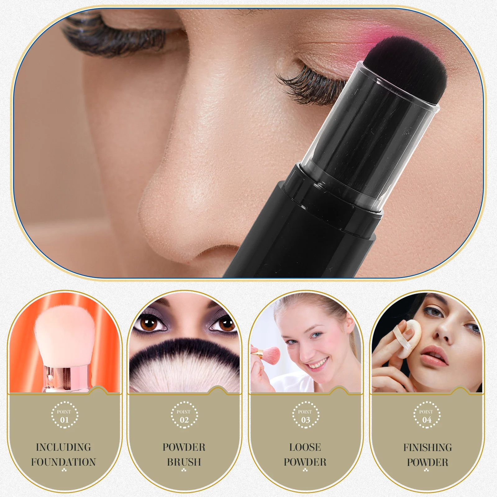 Borstel Press-type Make-up Verpakking Fles Alles-in-één Draagbare Spray Poeder Baby Bladerdeeg Reizen Gezicht Plastic Lip Tint