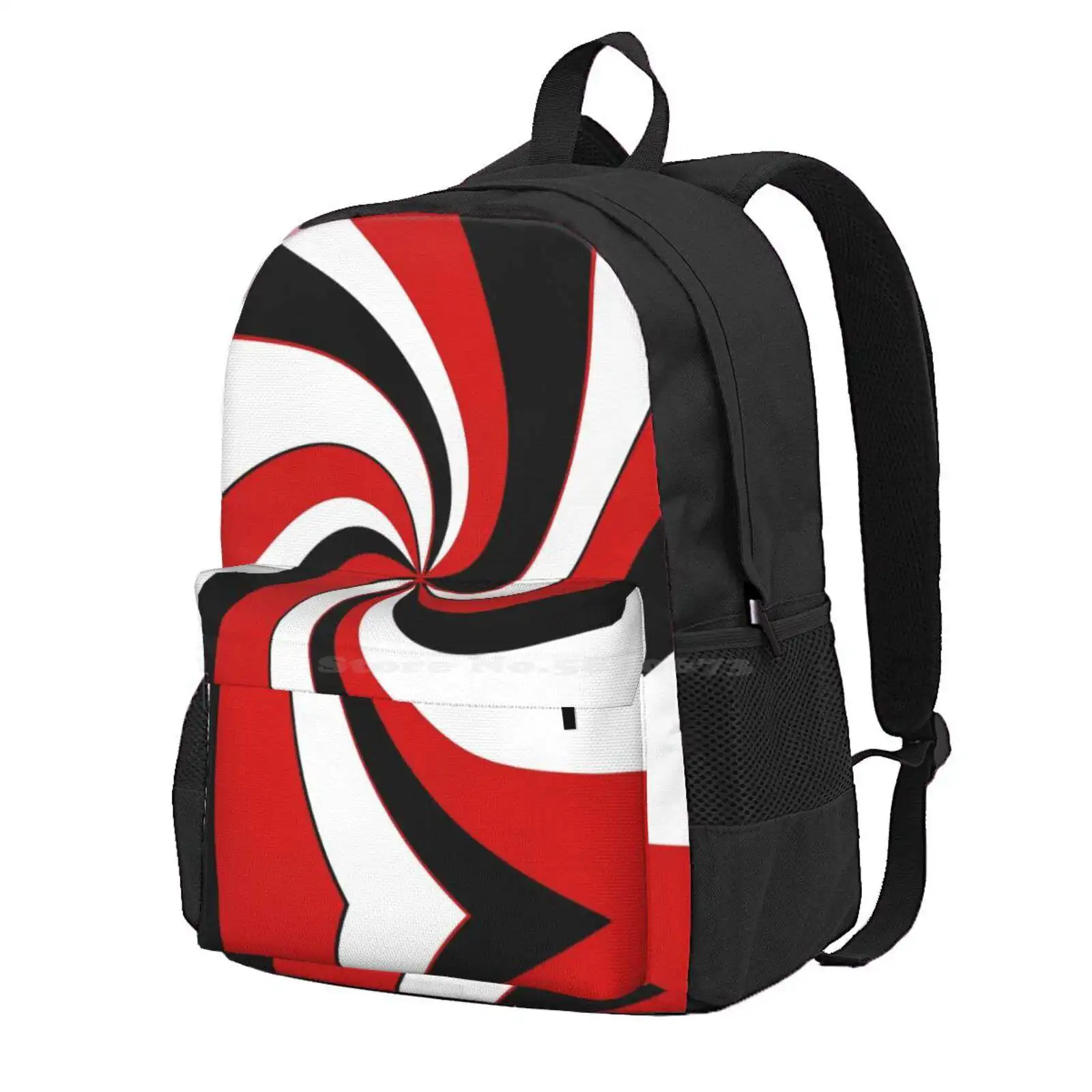 Red, Black And White Twist Design Hot Sale Schoolbag Backpack Fashion Bags Twist Hypnotic Red Black White