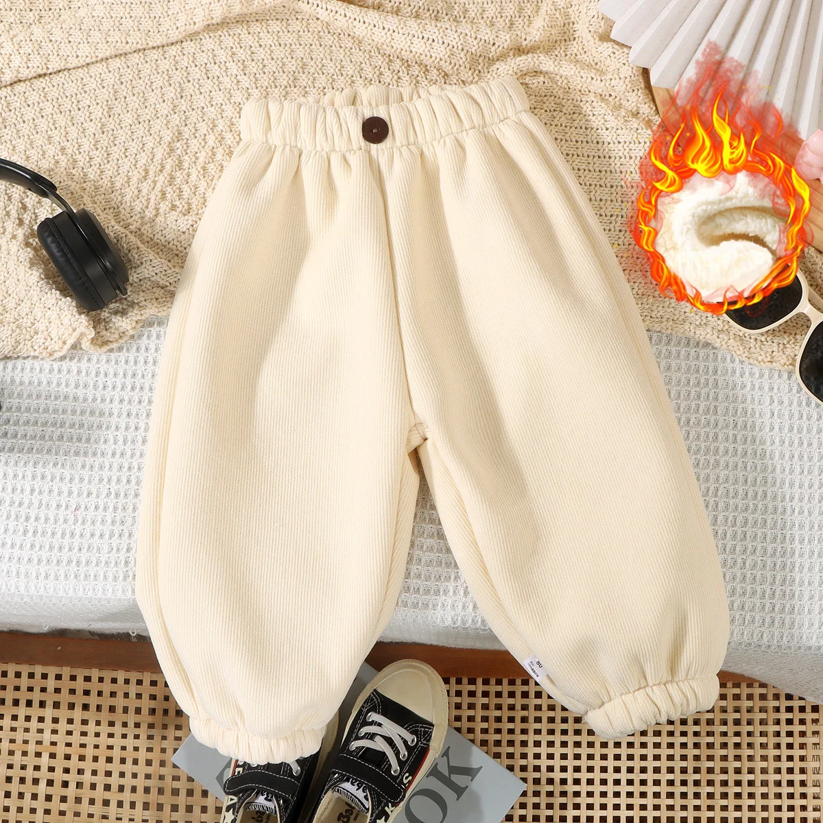 Winter Children Clothes Boys Girls Pants Warm Fleece Lined Lantern Trousers Kids Casual Fashion Pants
