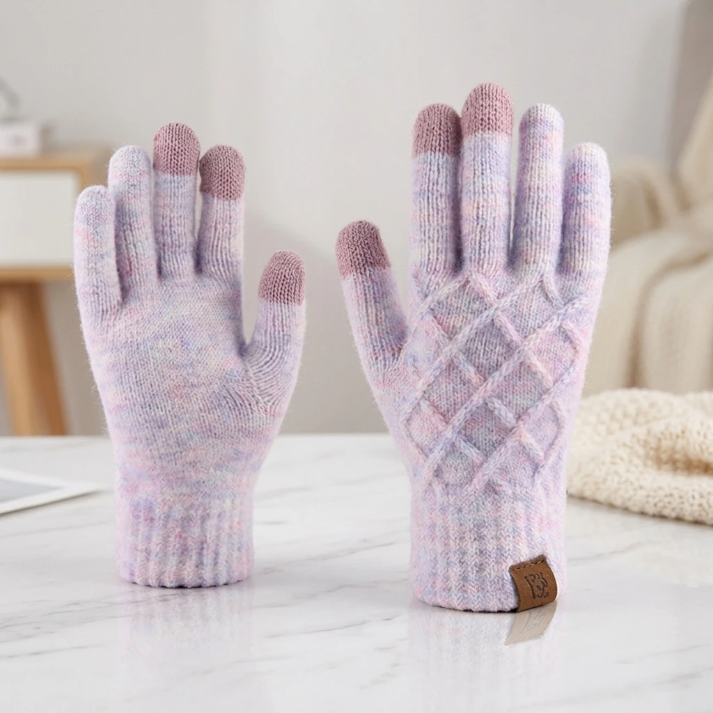 Warm Winter Gloves Cable Knit Thermal Handwear for Outdoor Work Wool Blend Touchscreen Mittens Cold Weather Essentials