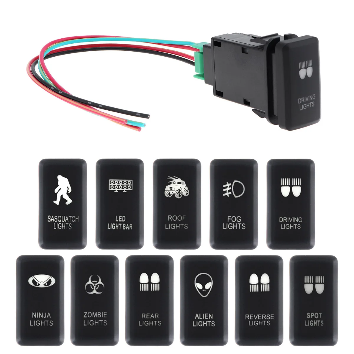 

12V ON/Off Blue Backlight Push Button Switch with Connector Wire Kit Compatible with Hilux /Prado 120