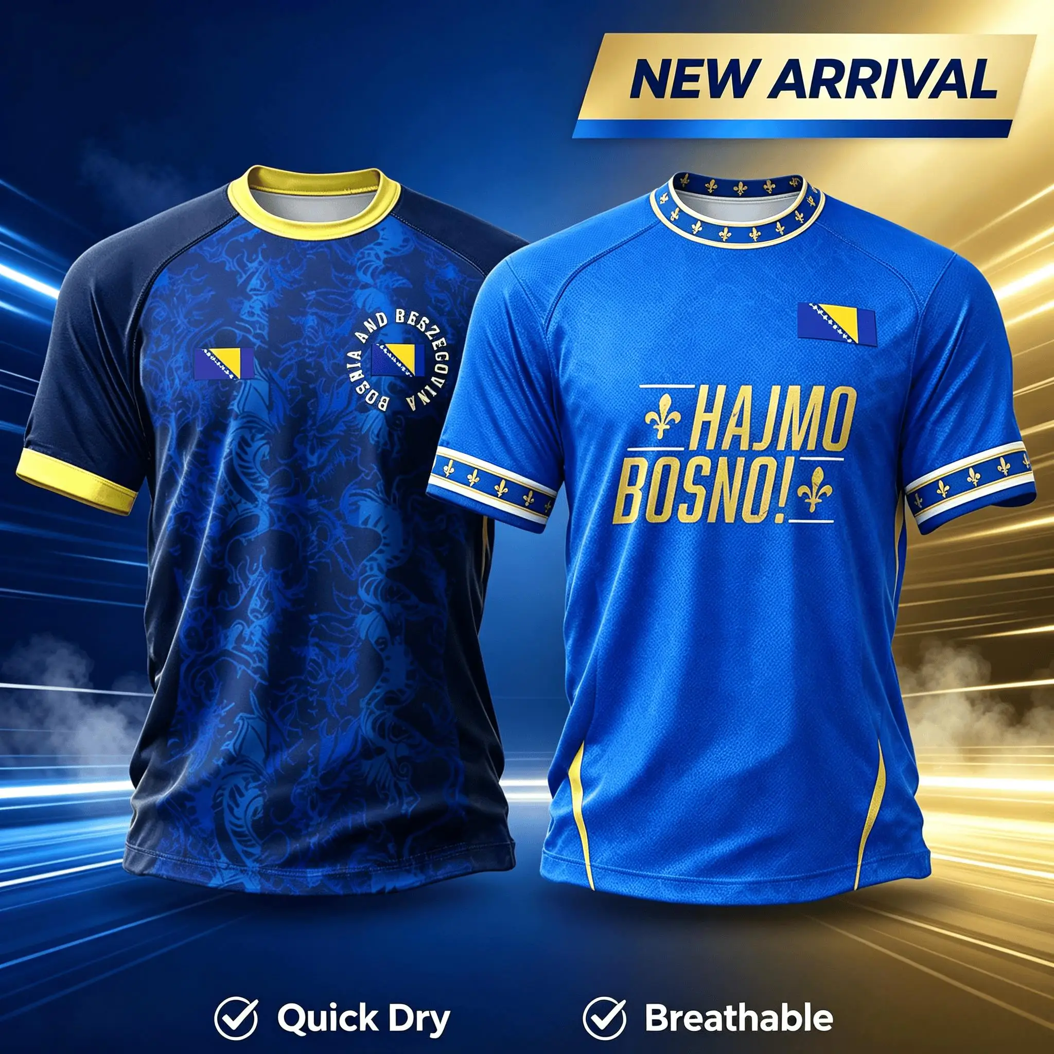 2027 New Bosnia And Herzegovina Football Jerseys For Casual Sports Training Fans  Quick Drying T-shirts For Men Family Kids Tees