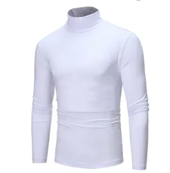 2022 new spring Autumn Winter Men's Thermal Long Sleeve Roll Turtleneck T-Shirt Solid Color Tops Male Slim Basic Stretch Tee Top