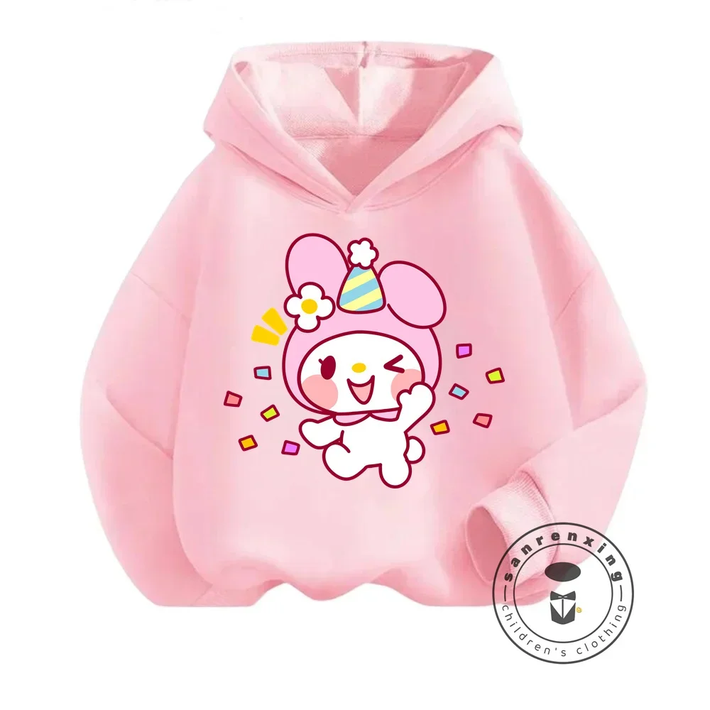 Sanrio My Melody Kawaii Hoodies for Boys Girls Adorable Japanese Style Cartoon Printed Sweatshirts Fashion Casual Kids Apparel