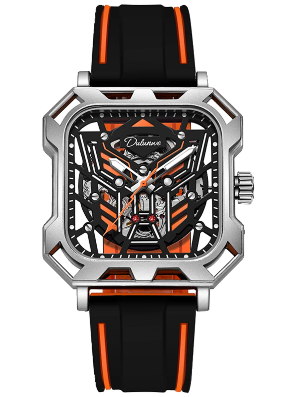 ساعة كوارتز حديثة، ساعة ميكانيكية أوتوماتيكية للرجال، طراز جديد 2025، تصميم ميكا مضيء، شكل مربع مجوف.